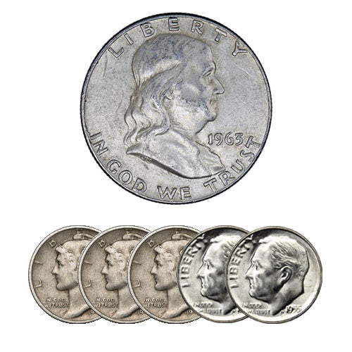 90% Silver Coins ($1 FV, Circulated, Dimes, and/or Quarters and/or Halves)